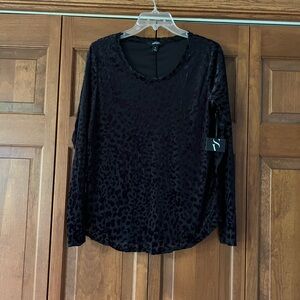 Vera Wang Black Animal Print Blouse- Medium
